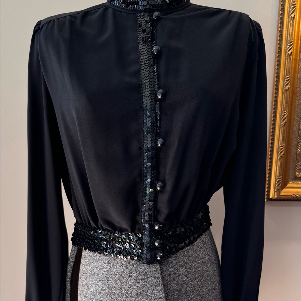 Three Flaggs‎ skinner couture ladies vintage 90s black 2 piece skirt set size 8 - Picture 7 of 16